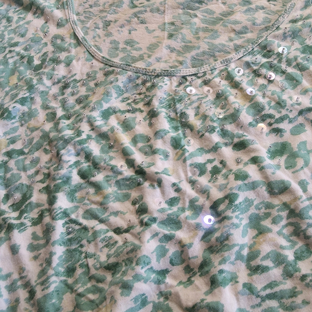 Calvin Klein Mint Green Leopard Print Loose Fitting elastic /smocked Waist. - Picture 5 of 7